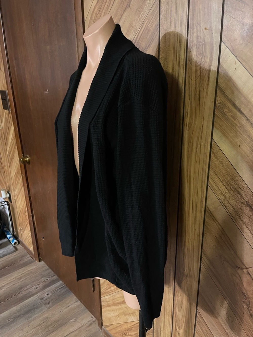 Frederik Anderson Copenhagen Large Black Open Front Knit Cardigan Sweater - Picture 5 of 10